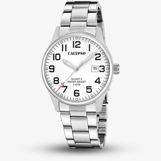 Calypso Mens White Stainless Steel Watch K5860/1
