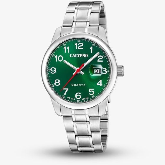 Calypso Mens Basic Green Stainless Steel Watch K5860/6 