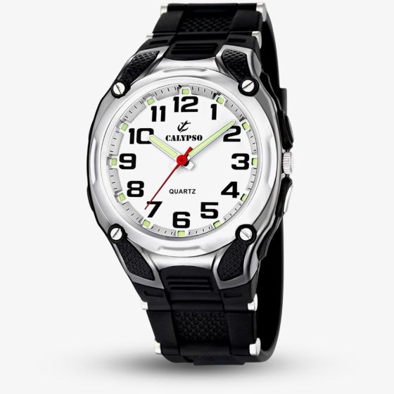 Calypso Mens Street Style White Rubber Strap Watch K5560/4