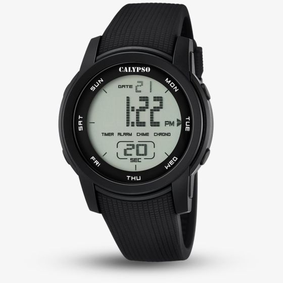 Calypso Mens Colour Splash Black Rubber Strap Watch K5698/6
