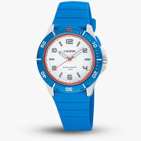 Calypso Mens Sweet Time Blue Rubber Strap Watch K5857/2