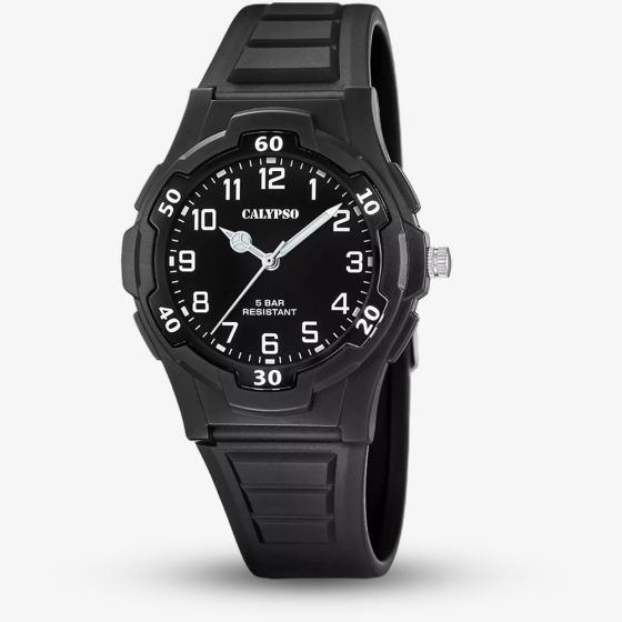 Calypso Mens Easy Time Black Plastic Strap Watch K5878/4