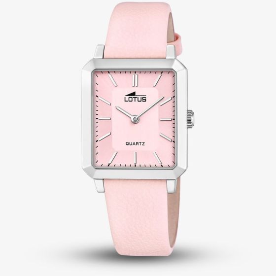 Lotus Ladies Pink Square Leather Strap Watch L18987/2