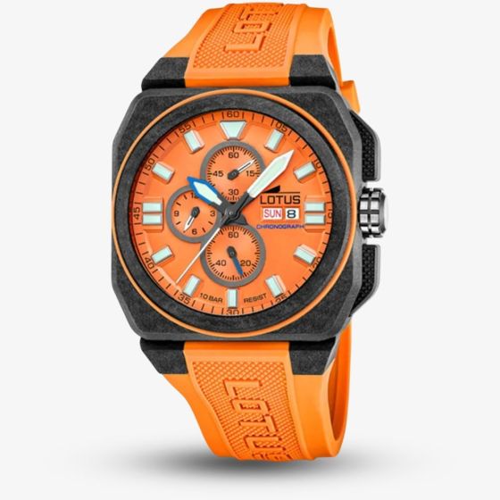 Lotus Mens Carbon Fibre Orange Dial Chronograph Watch L18976/6