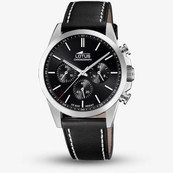 Lotus Mens Black Leather Strap Chronograph Watch L18990/4
