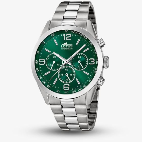 Lotus Mens Stainless Steel Green Dial Chronograph Watch L18152/F