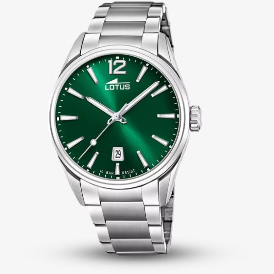 Lotus Mens Classic Stainless Steel Green Dial Watch L18692/4