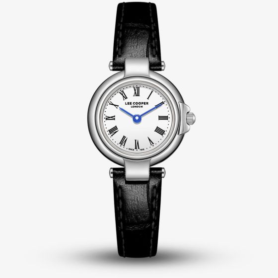 Lee Cooper Ladies White Dial Black Leather Strap Watch LC08205.331