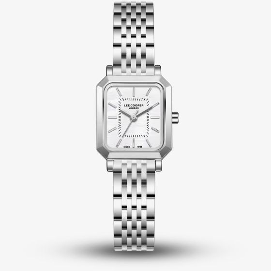 Lee Cooper Ladies White Mother of Pearl Rectangle Dial Bracelet Watch LC08203.320