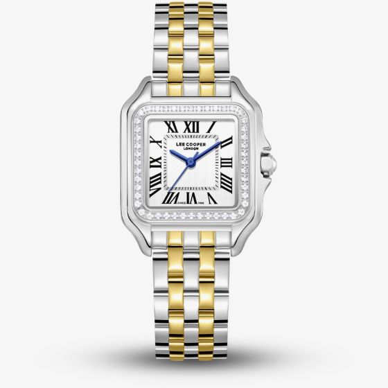 Lee Cooper Ladies Silver Square Dial Two Tone Bracelet Watch LC08398.230