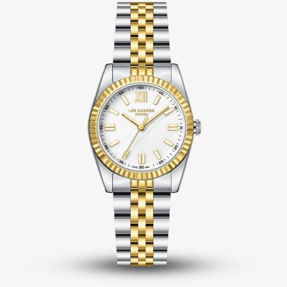 Lee Cooper Ladies White Mother of Pearl Dial Two Tone Bracelet Watch LC08303.220
