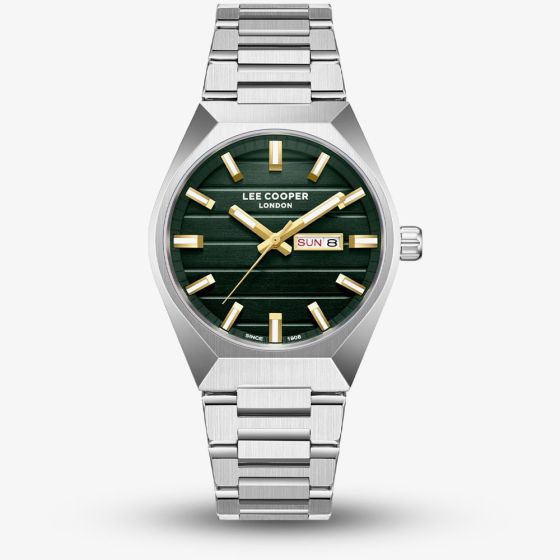 Lee Cooper Mens Green Dial Day/Date Bracelet Watch LC08363.370