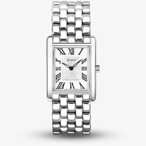 Accurist Rectangle Silver White Dial Watch 71006