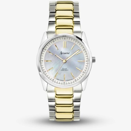 Accurist Everyday Solar Two Tone Blue Mother Of Pearl Watch 74017