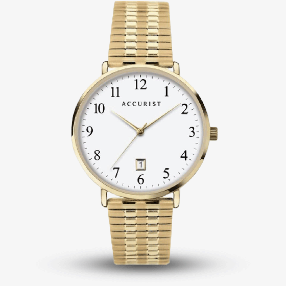 Accurist Mens Gold Plated White Dial Watch 7372