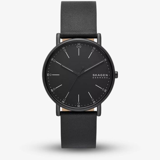 Skagen Signatur Black Leather Watch SKW6902