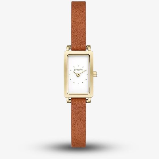Skagen Ladies Hagen Micro Two-Hand Brown Leather Watch SKW3149