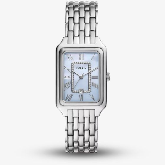 Fossil Ladies Raquel Three Hand Blue Mother Of Pearl Dial Watch ES5402