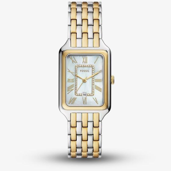 Fossil Ladies Raquel Two Tone Rectangle Dial Watch ES5305
