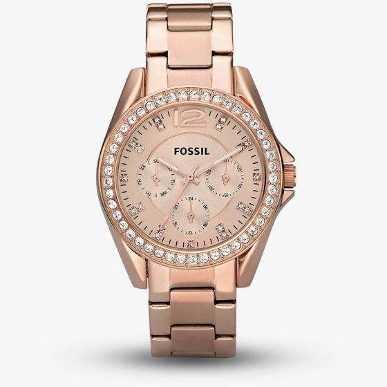 Fossil Ladies Riley Rose Gold Tone Multifunction Watch ES2811