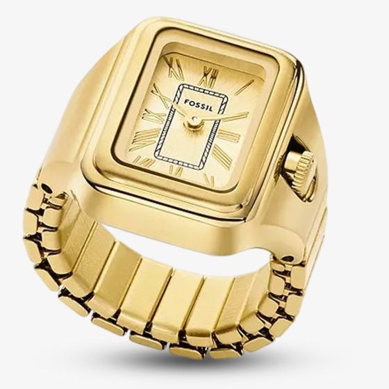 Fossil Ladies Raquel Gold Tone Rectangular Ring Watch ES5343