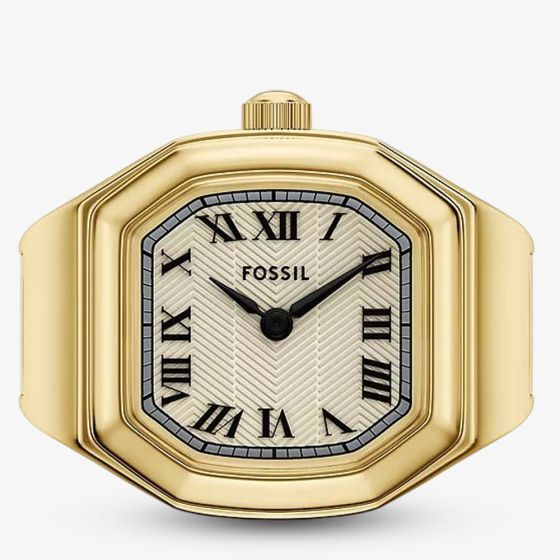 Fossil Ladies Harlow Gold Tone Octagonal Ring Watch ES5446
