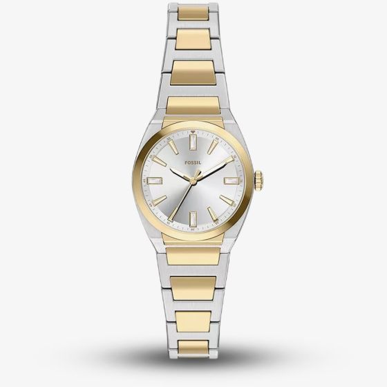 Fossil Ladies Everett Silver Dial Two Tone Bracelet Watch ES5494