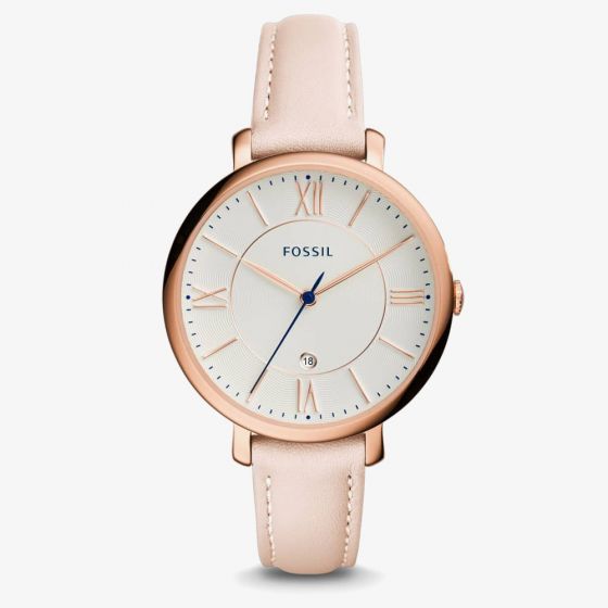 Fossil Jacqueline Date Blush Leather Strap Watch ES3988