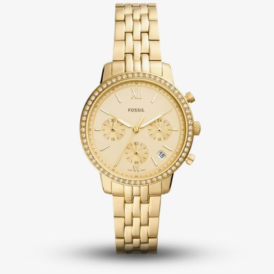 Fossil Ladies Neutra Gold Plated Chronograph Watch ES5219