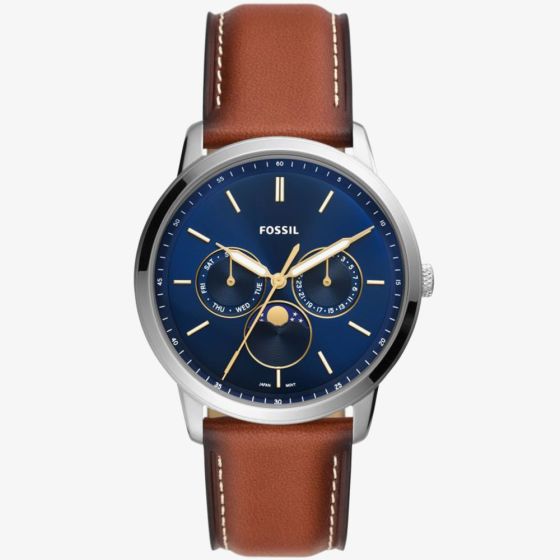 Fossil Mens Neutra Minimalist Blue Dial Chronograph Watch FS5903