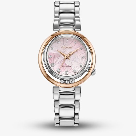 Citizen L Arcly Two Colour Mother Of Pearl Pink Diamond Watch EM1114-80Y
