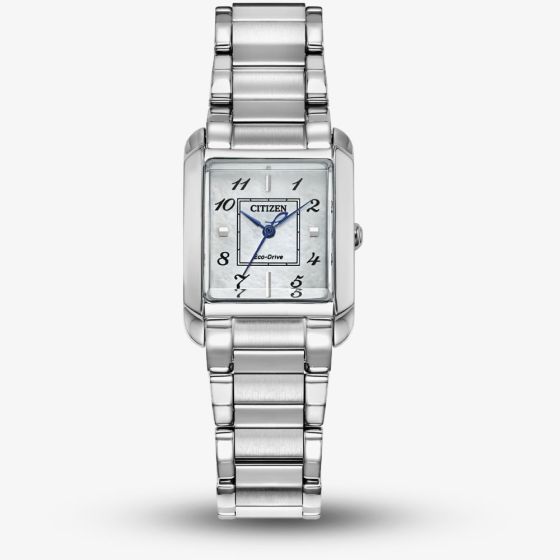 Citizen Ladies L Bianca Silver Tone Rectangle Dial Watch EW5600-52D