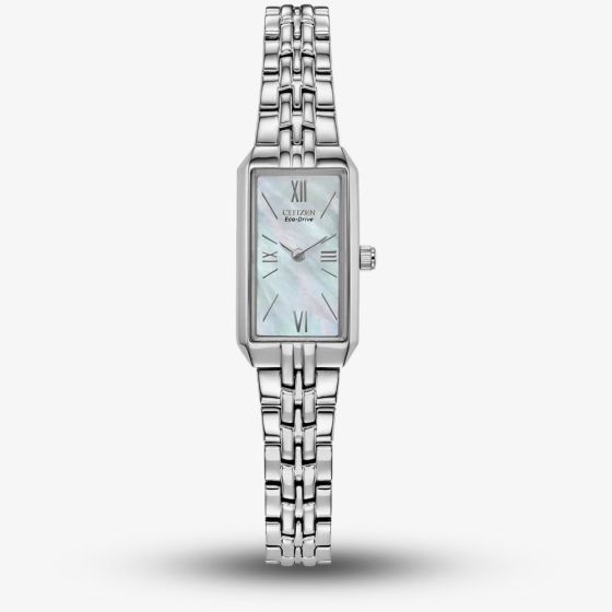 Citizen Ladies Silhouette Silver Tone Mother Of Pearl Watch EG2691-57D