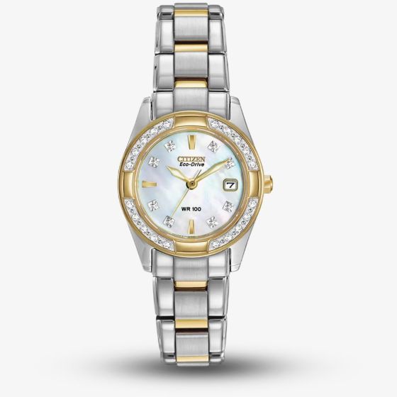 Citizen Ladies Regent Two-Tone Diamond Mother Of Pearl Dial Watch EW1824-57D