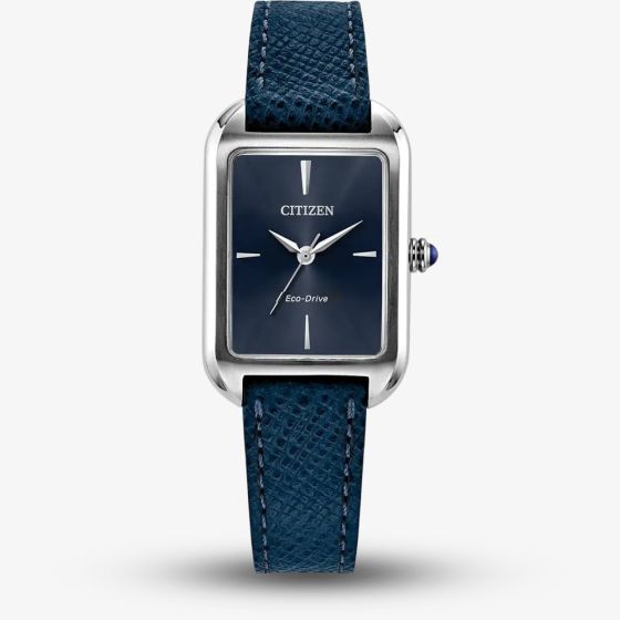 Citizen Ladies Classic Eco Drive Blue Leather Strap Watch EM1190-06L