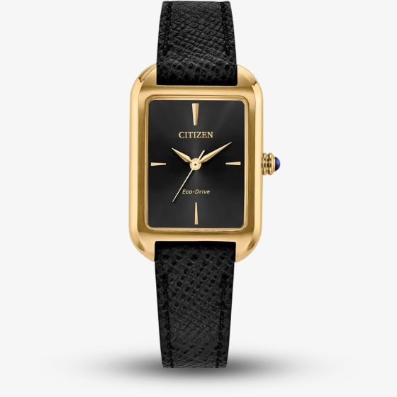 Citizen Ladies Classic Eco-Drive Black Leather Strap Watch EM1192-01E