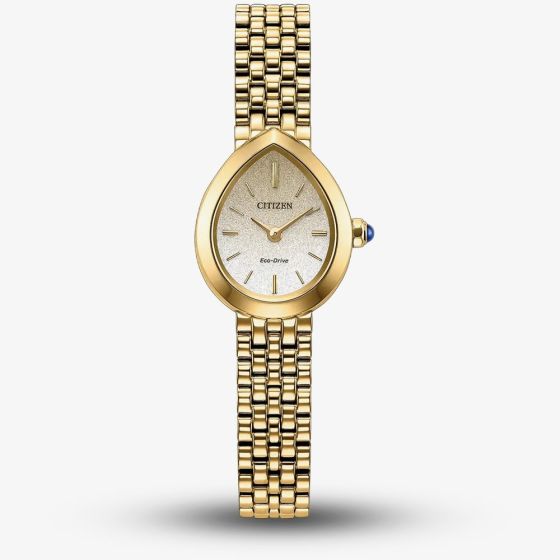 Citizen Ladies Citizen L Rainell Sparkly White Teardrop Dial Golden Bracelet Watch EX1552-59A