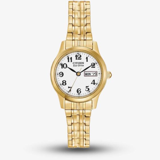 Citizen Ladies Corso Gold Tone Expandable Bracelet Watch EW3152-95A 