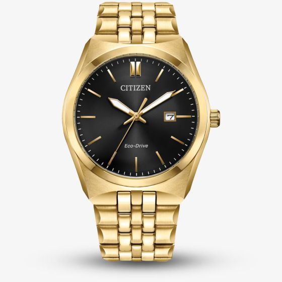 Citizen Corso Eco Drive Gold Plated Black Watch BM7333-85E