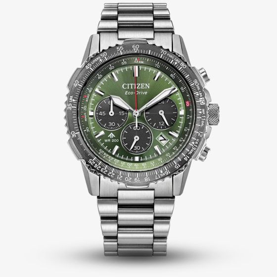 Citizen Mens Promaster Eco-Drive Green Dial Chronograph Watch CA4664-60W