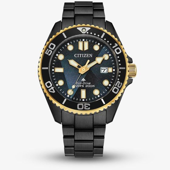 Citizen Mens Limited Edition Eco-Drive Promaster Diver Black & Gold Bracelet Watch BN0264-53E