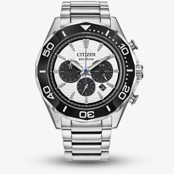 Citizen Mens Sport Chronograph Eco-Drive Silver Bracelet Watch CA4730-59A