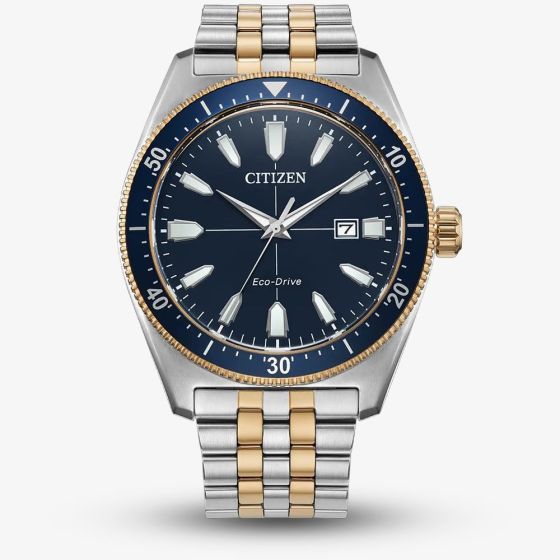Citizen Mens Sport Blue Dial Two Tone Bracelet Watch AW1914-55L