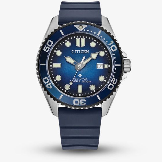 Citizen Mens Promaster Diver Blue Dial Blue Polyurethane Strap Watch BN0267-04L