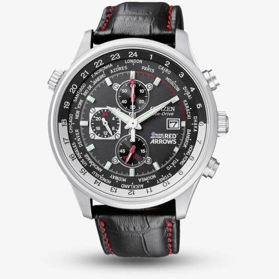 Citizen Mens Chronograph Red Arrows Black Leather Strap Watch CA0080-03E