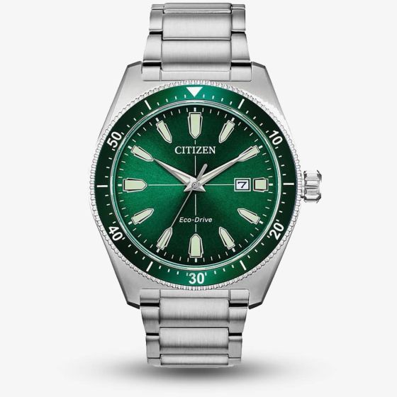 Citizen Mens Eco-Drive Green Dial Bracelet Watch AW1598-70X