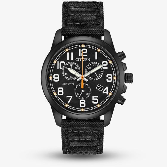 Citizen Eco-Drive Military Black Fabric Strap Watch AT0205-01E