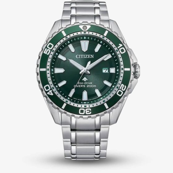 Citizen Mens Promaster Diver Eco-Drive Green Dial Watch BN0199-53X