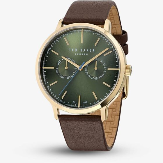 Ted Baker Mens Haarvin Green Dial Leather Strap Watch BKPHAS5049I