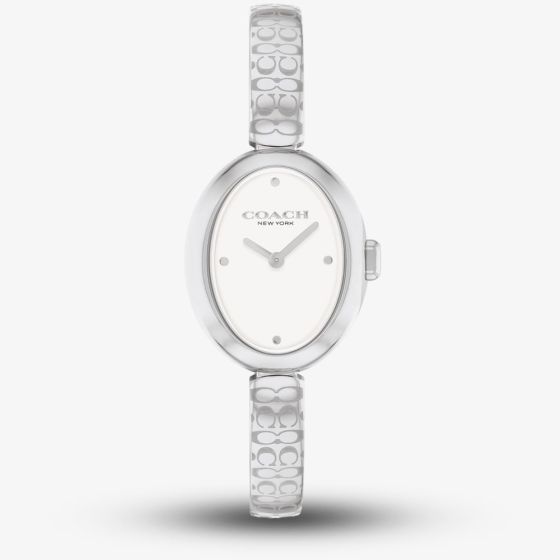 Coach Ladies Sammy Oval Dial Silver Bangle Watch 14504483